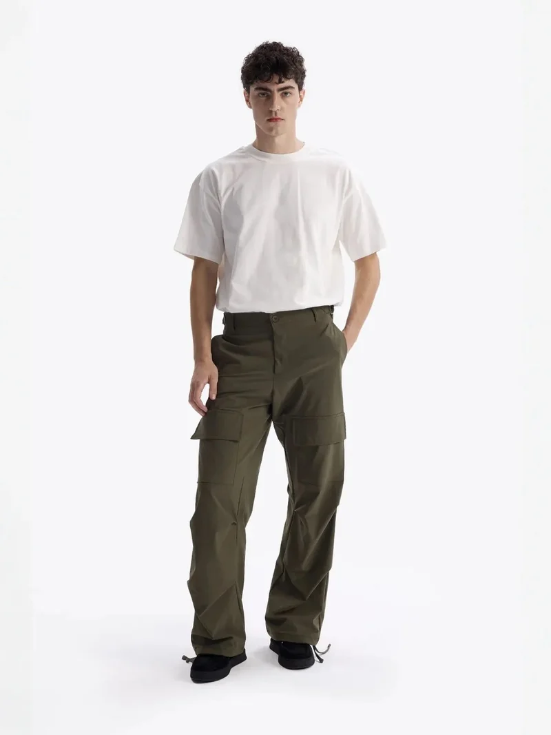 Giesto Khaki Green GIESTO Regular Fit Gabardine Pants with Pocket for Men | Best Price UAE